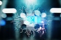 Devops Agile development and optimisation concept on virtual screen