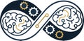Devops brain with gears concept symbol infinite loop workflow and automation tool with creative thinking isolated transparent Royalty Free Stock Photo