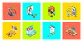DevOps concept of 3d isometric icons set. Pack with agile development operation practice, products cycles with programming Royalty Free Stock Photo