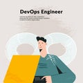 DevOps concept. IT engineer combined development and operation teams and automates processes. Flexible dev ops software