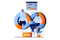 DevOps concept with people scene in flat cartoon design.