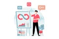 DevOps concept with people scene in flat design.