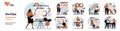 DevOps concept with people scenes mega set in flat web design. Bundle of character situation with development operations