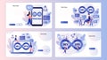 DevOps concept. Tiny programmers practice of development and software operations. Screen template for landing page