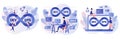 DevOps concept. Tiny programmers practice of development and software operations. Software engineering culture. Modern
