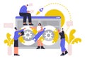 DevOps developers characters, software delivery automation process concept. Software development operations workflow Royalty Free Stock Photo