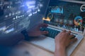 Devops engineer software developer operation work with agile as programer development data chart on virtual screen