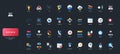 DevOps Gradient Flat Icons on Dark Background Royalty Free Stock Photo