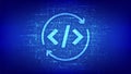 Devops icon made with binary code. Agile development and optimisation. Software engineering. Software development practices