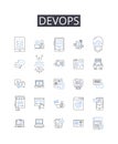 DevOps line icons collection. Expertise, Analysis, Strategy, Optimization, Solution, Integration, Innovation vector and