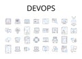 DevOps line icons collection. Agile development, Cloud computing, Digital transformation, Continuous learning, Business