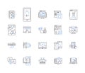 DevOps outline icons collection. automation, collaboration, agile, tools, cloud, CI/CD, deployment vector and