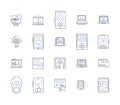 DevOps outline icons collection. automation, collaboration, agile, tools, cloud, CI/CD, deployment vector and