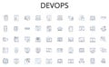 DevOps line icons collection. Cooperation, Partnership, Synergy, Alliance, Unity, Collaboration, Teamwork vector and Royalty Free Stock Photo