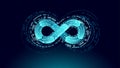 Devops software development operations infinity symbol. Programmer administration system life cycle quality. Coding