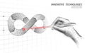 Devops software development operations infinity symbol. Programmer management laser system life cycle quality. Coding Royalty Free Stock Photo