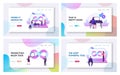 Devops Teamwork Website Landing Page Set. Programmer, User and Administrator Professional Software Support