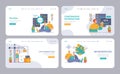 DevOps web banner or landing page set. Software development methodology Royalty Free Stock Photo