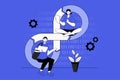 Devops web concept with character scene in flat design. Royalty Free Stock Photo