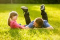 Devoted father and daughter talking, having fun Royalty Free Stock Photo