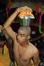 A devotee in the Hindu festival of Thaipusam. Royalty Free Stock Photo