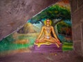 Devotee of lord Shiva meditating and doing yoga in temple ancient painting