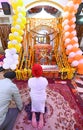 Devotee pay obeisance at a holy Gurudwara