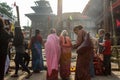 Devotees gather during Indra Jatra festival in Kathmandu, Nepal