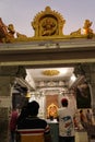 Devotees inside Murudeshwar Temple at night - Lord Shiva statue - Gopura - India religious trip - Hindu religion