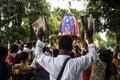 A devotees of Lord Jagannath selling devotional books in the street of Kolkata.