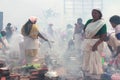 Devotees take part in the 'Pongala' ritual in Attukal,Kerala