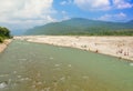 Devotees taking bath in himalayan river Royalty Free Stock Photo