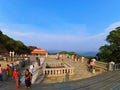 Devotees visiting temple in Talkaveri, the source point of River Kaveri,  near Madikeri, Coorg Royalty Free Stock Photo