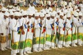 Devotees wear traditional costumes during Timkat Christian Orthodox religious celebrations in Addis Ababa, Ethiopia.