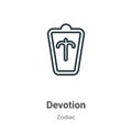 Devotion outline vector icon. Thin line black devotion icon, flat vector simple element illustration from editable zodiac concept