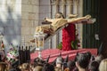 Devotion in Valladolid: A glimpse of the Holy Week procession Royalty Free Stock Photo