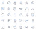 Devouring line icons collection. Consumption, Gluttony, Gorging, Devour, Engulfing, Eating, Ravaging vector and linear