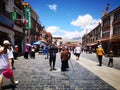 Devout Tibetans outside Jokhang Temple Royalty Free Stock Photo