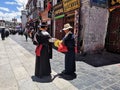 Devout Tibetans outside Jokhang Temple Royalty Free Stock Photo