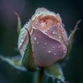 A dew-covered rosebud