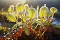dew-covered sundew plant glistening in morning light