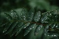 Dew drops on green leaves. Raindrops on broad leaves in forest Royalty Free Stock Photo