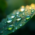 Elegant Nature Background of Dew Drops on Lush Leaf with Clean Organic Texture Royalty Free Stock Photo