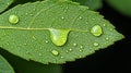 Dew Drops on Rose Leaf Close-up Royalty Free Stock Photo