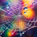 Dew-Kissed Spider Web in Early Morning Light Royalty Free Stock Photo