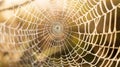 Dew-Kissed Spider Web in Morning Light Royalty Free Stock Photo