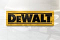 Dewalt on glossy office wall realistic texture