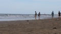 Dewantara, aceh, Indonesia, 03 Januari 2024.There are children and tourists playing on the beach in the afternoon