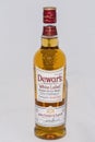 Dewar`s White Label blended Scotch Whisky bottle closeup Royalty Free Stock Photo