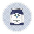 Dewberry jam label and packaging. The flat original illustration and texts on the minimalist label on the jar. Royalty Free Stock Photo